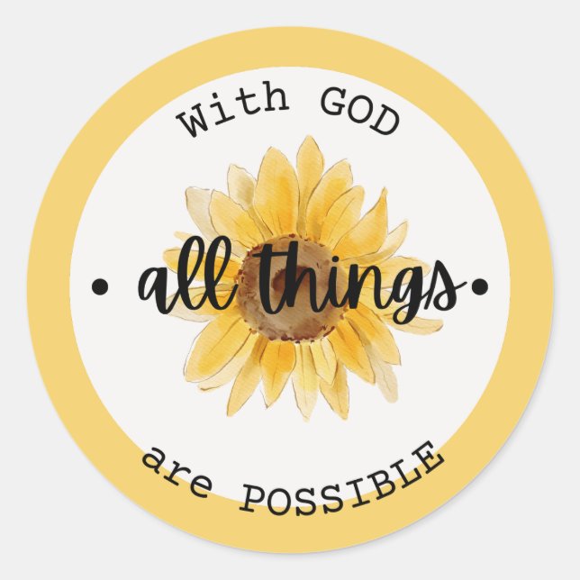 Redonda con dios todas las cosas posibles pegatina redondo (Anverso)