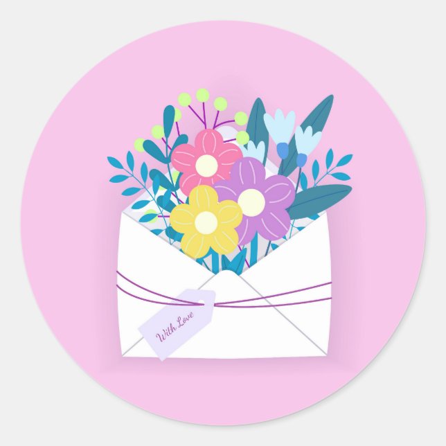 Redonda Con pegatina redondo de amor con sobre (Anverso)