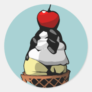 Redonda Cone cupcake round pegatina