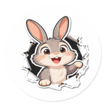 Conejito Adorable Pegatina de Papel Roto
