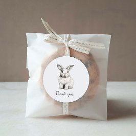 Redonda Conejito Minimalista Gracias Pegatina