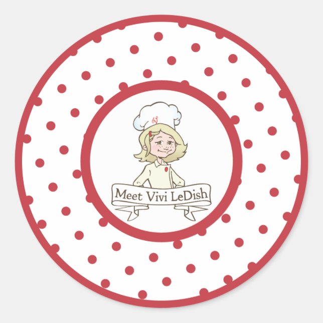 Redonda Conoce a Vivi LeDish Polka Dot Pegatina (Anverso)