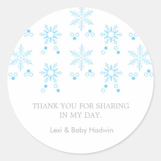 Redonda Copo de nieve | Boy Baby Shower Favor Pegatina