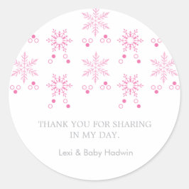 Redonda Copo de nieve | Chica Pegatina de Baby Shower Favo