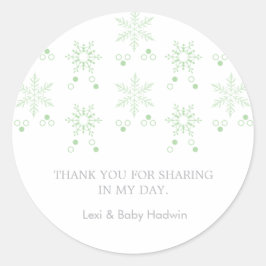 Redonda Copo de nieve | Pegatina Neutral de Baby Shower Fa