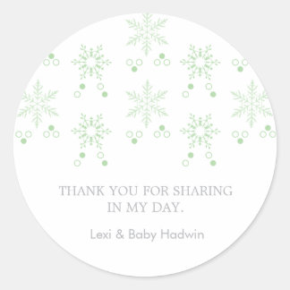 Redonda Copo de nieve | Pegatina Neutral de Baby Shower Fa