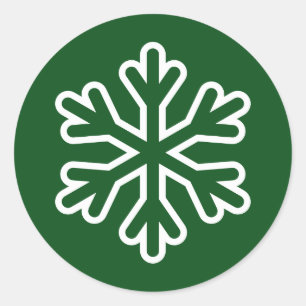 Redonda Copo de nieve verde y blanco - Pegatina de círculo