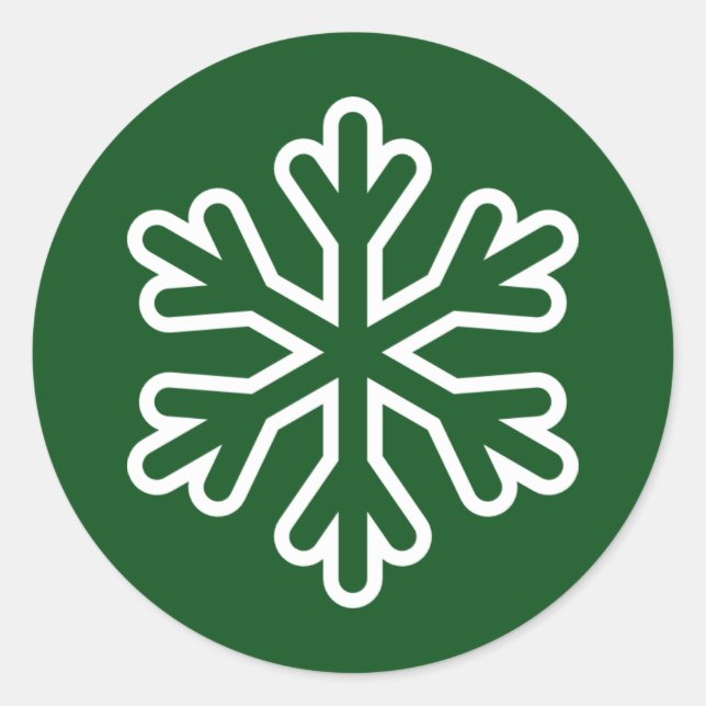 Redonda Copo de nieve verde y blanco - Pegatina de círculo (Anverso)
