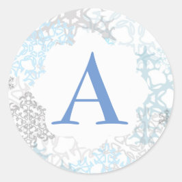 Redonda Copos de nieve blancos/azules - Pegatina de círcul