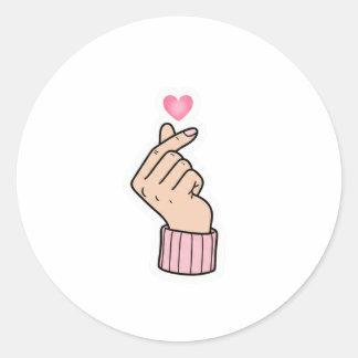 Redonda Corazón con dedos de K-Pop - Pegatina estética ros