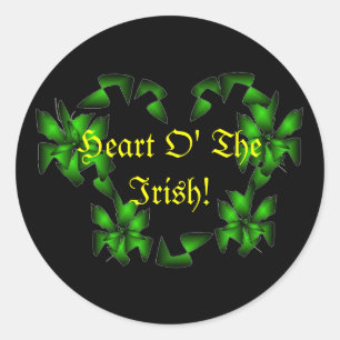 Redonda Corazón Del Pegatina Irlandés - Personalizable