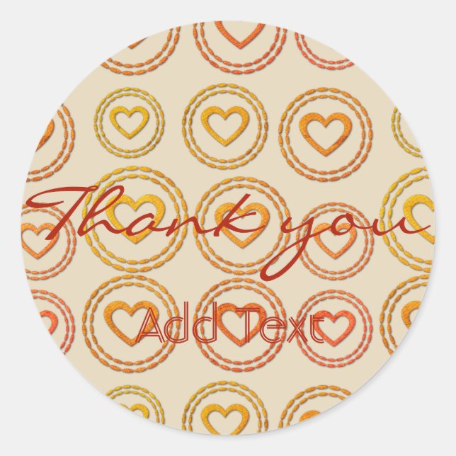 Redonda Corazones de corazón gracias Boda Pegatina de Acci (Anverso)