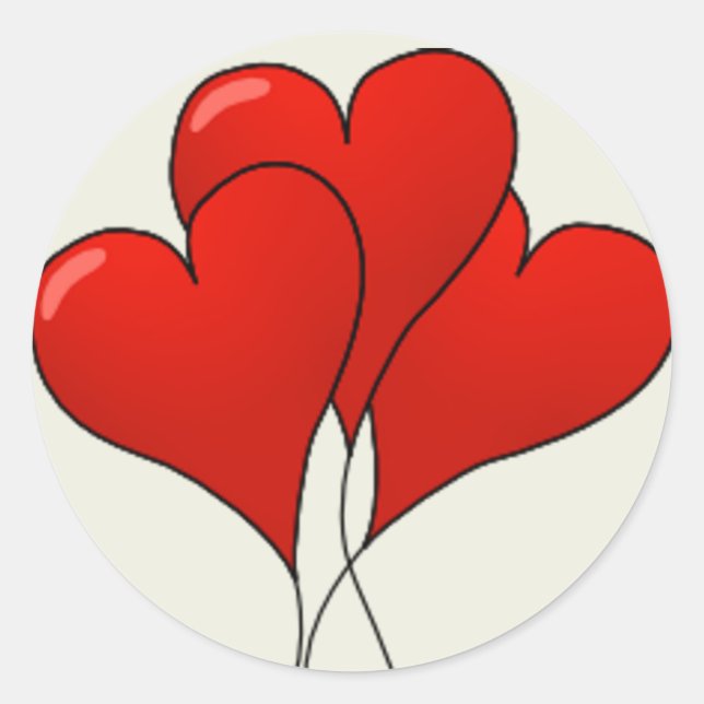 Redonda Corazones globos - Pegatina (Anverso)