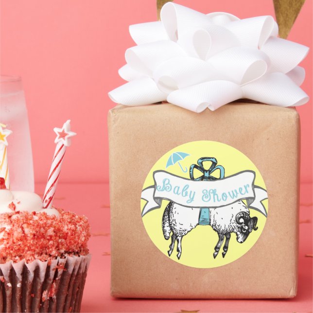 Redonda Cordero lindo Niño Pegatina ducha (Fiesta)