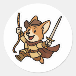 Redonda Corgi del parachoques - Pegatina de espada y estil