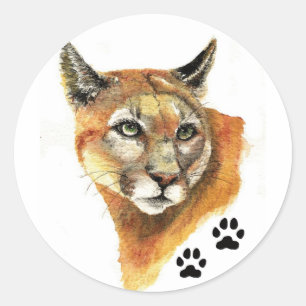 Redonda Cougar Animal Pegatina