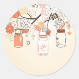 Redonda Country Mason Jar Pegatina Naranja