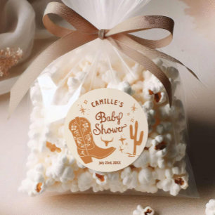 Redonda Cowboy Baby Shower Favor Pegatina