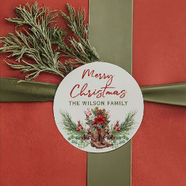 Redonda Cowboy occidental: Feliz Pegatina navideño