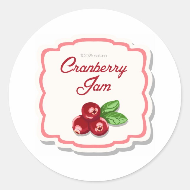 Redonda Cranberry Jam Pegatina (Anverso)