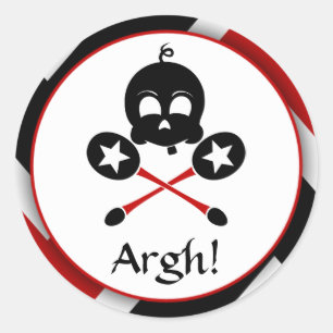 Redonda Cráneo del bebé del pirata y pegatina rojos de l