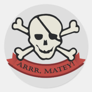 Redonda Cráneo - pegatina redondo clásico gris, brillant