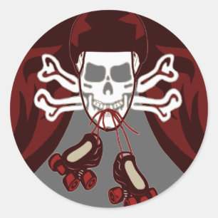 Redonda cráneo y pegatina de los patines