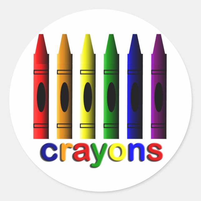 Redonda Crayons Art for Children Pegatina (Anverso)