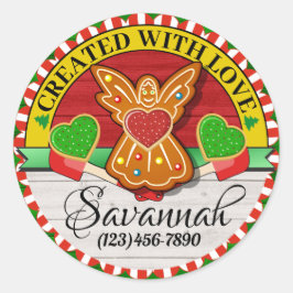 Redonda Creado con amor pegatina navideña