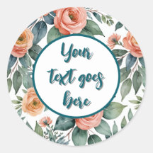 crear su propio boda pegatina melocotón rosas euca