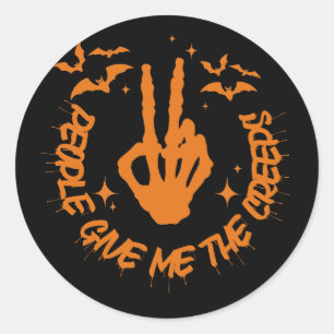 Redonda Creepe Pegatina de Skeleton Bat Halloween