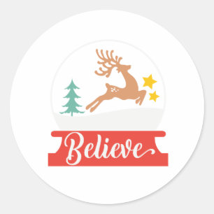 Redonda Creer pegatina de Navidad - festividad Inspiradora