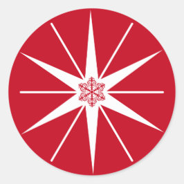 Redonda Creer Pegatina elegante de vacaciones rojas de Sta