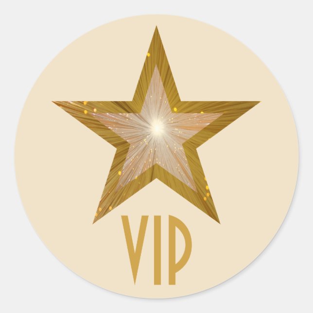 Redonda Crema de pegatina circular Star VIP "Gold" Star (Anverso)