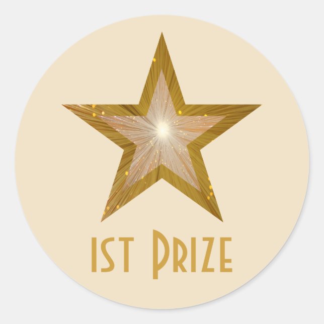 Redonda Crema pegatina redondeada de la estrella del oro (Anverso)