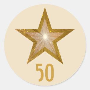 Redonda Crema pegatina redondeada "Gold" Star "50"