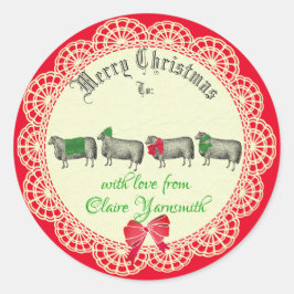 Redonda Crochet de punto de oveja hecho a mano Pegatina de