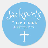 Cruz del Pegatina de la Navidad Azul Blanco Person