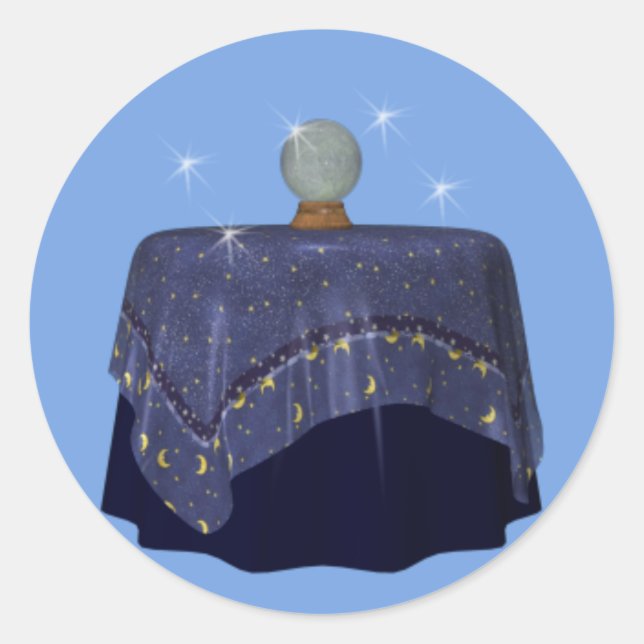 Redonda Crystal Ball Fortune Teller Pegatina Psíquico (Anverso)