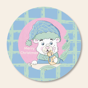 Redonda Cubo de oso Polar Cubo con pegatina de Navidad Coo
