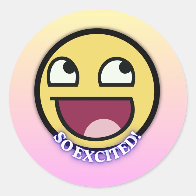 Redonda Cue emoji feliz pegatina (Anverso)