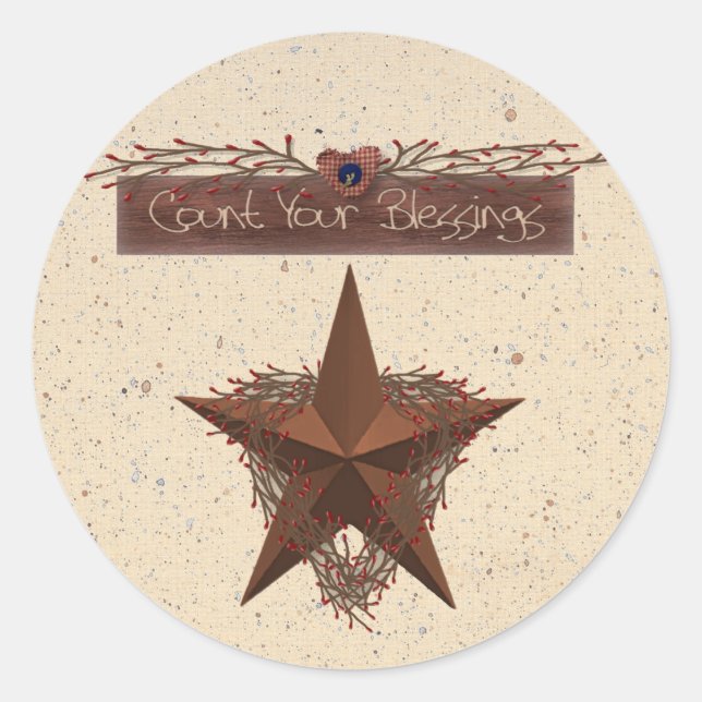Redonda Cuenta tu Pegatina de bendiciones (Anverso)