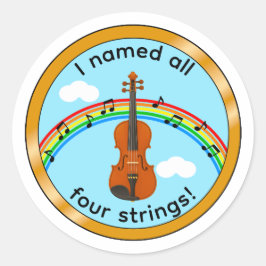Redonda Cuerdas de violín para niños Pegatina de medalla d