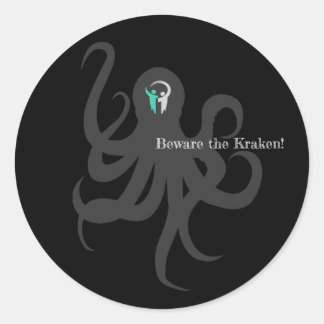 Redonda Cuidado con el Pegatina Kraken