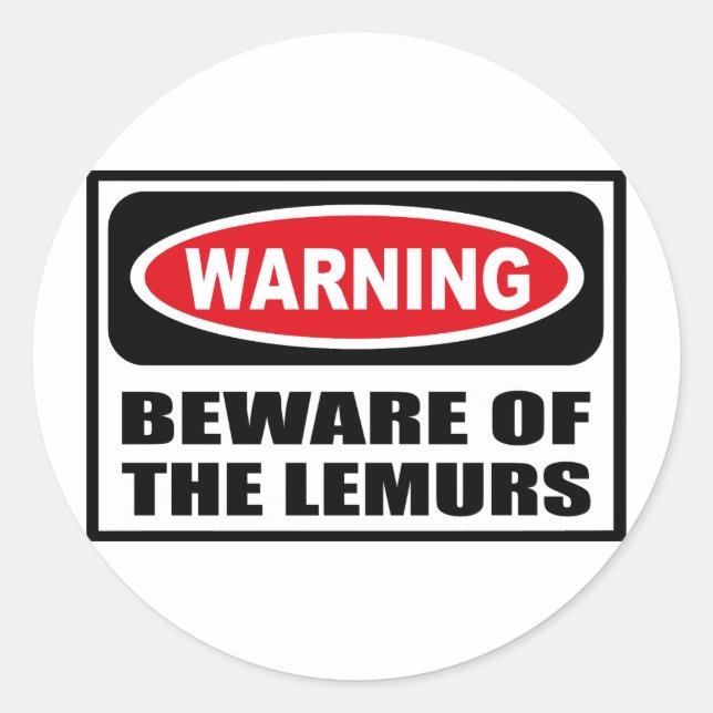 Redonda CUIDADO DE LA Pegatina DE LEMURS (Anverso)