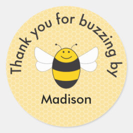 Redonda cumpleaños Bumblebee gracias pegatina