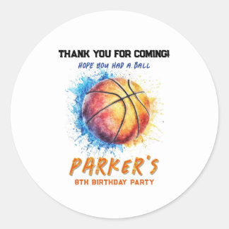 Redonda Cumpleaños de Baloncesto Gracias Pegatina