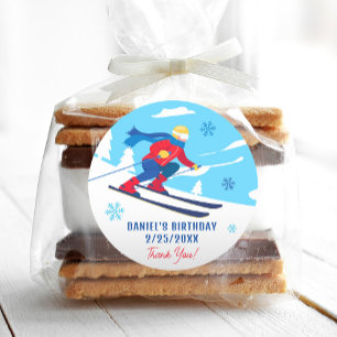 Redonda Cumpleaños del esquí Vamos a llegar a los Pegatina