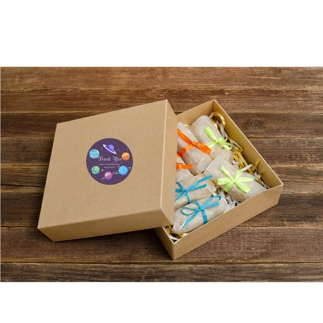 Redonda Cumpleaños Espacial Gracias Pegatina (Subido por el creador)