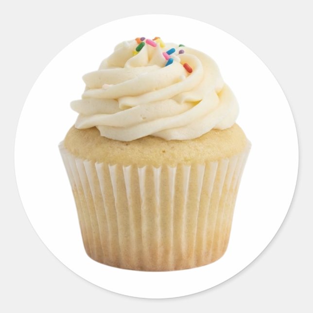 Redonda Cupcake de Vainilla con Pegatina de Buttercream (Anverso)